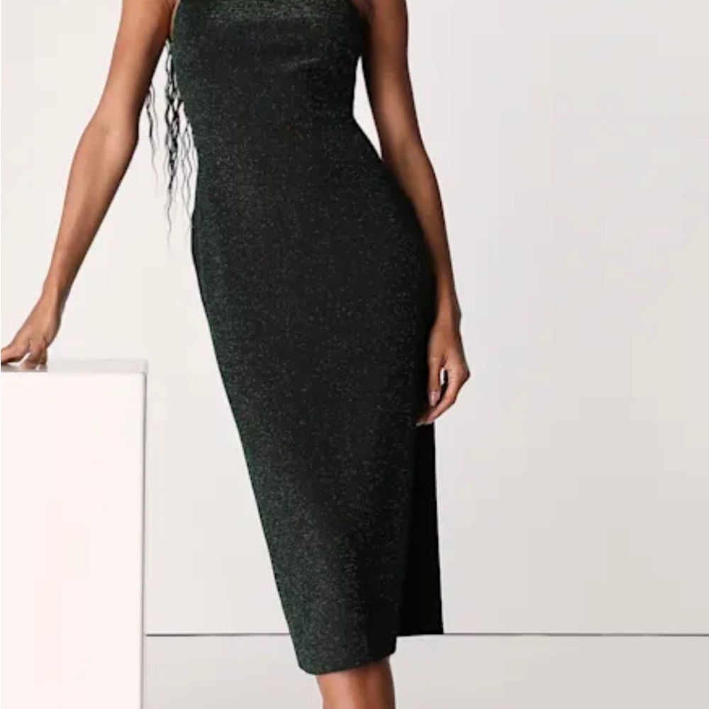 Lulu's Shimmering Black Midi Dress‎